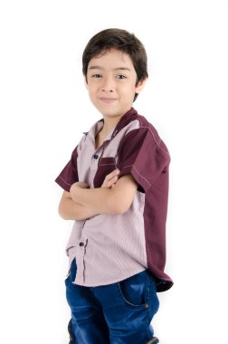 Küçük çocuk portre yüz beyaz arka plan üzerinde kapat