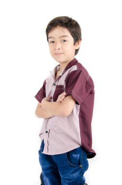 Küçük çocuk portre yüz beyaz arka plan üzerinde kapat