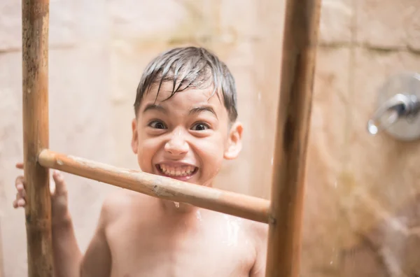 Little boy taking shower — Stock Photo, Image