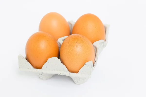 Egg in paper mould box packaging — Stock Photo, Image