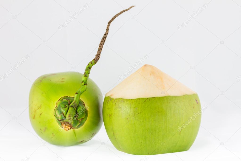 Young coconut on white background