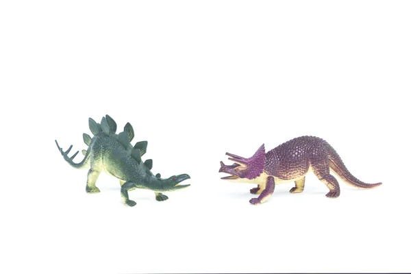 Triceratops y Stegosaurus dinosaurio juguete — Foto de Stock