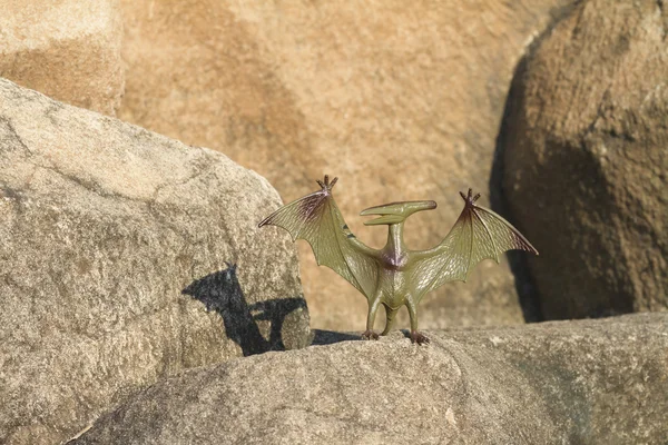 Flygödlor dinosaurie plast leksak på berget — Stockfoto