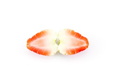 Dilimlenmiş bölümünün beyaz arka plan üzerine iki yarısı