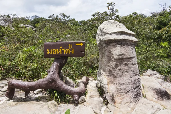 Piedra en forma de pene llamada Mor Hum Tang en tailandés en el Parque Nacional Pa Hin Ngam — Foto de Stock