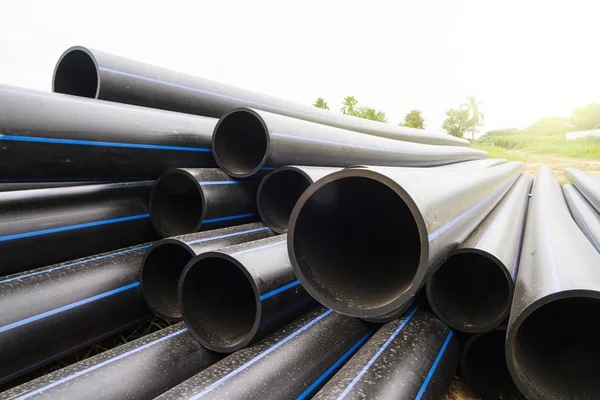 HDPE pipe for water supply at construction site — Stock Photo, Image