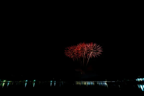 Fireworks at riverside — Stock Photo, Image