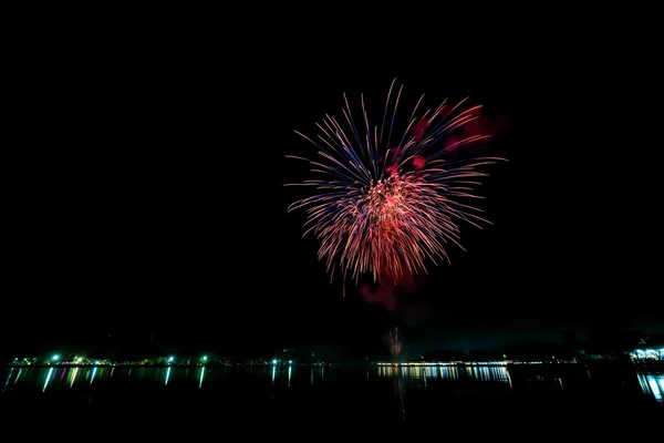 Fireworks at riverside — Stock Photo, Image