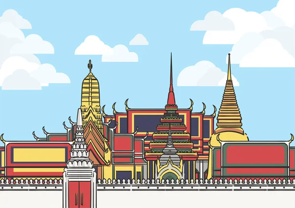 Landschap Grafische Afbeelding Van Tempel Van Emerald Buddha Belangrijkste Tempel — Stockvector