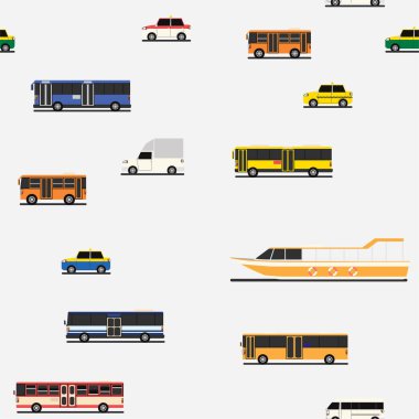 Birçok araba ve toplu taşıma aracının tasarımına sahip beyaz kağıt ambalaj..