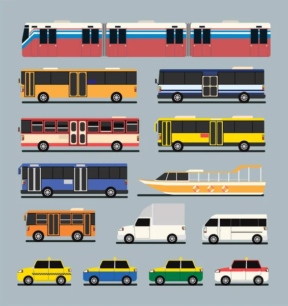 Tout Type Véhicule Dans Transport Commun Thaïlande — Image vectorielle