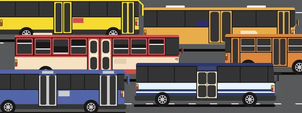 Mnoho Barevné Autobus Silnici Bangkoku Zatímco Dopravní Zácpa — Stockový vektor