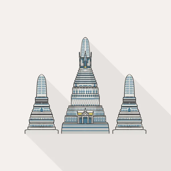 Ilustração Wat Arun Templo Mais Famoso Tailândia Sobre Fundo Branco — Vetor de Stock