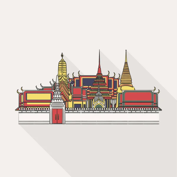 Ilustración Del Templo Del Buda Esmeralda Templo Principal Familia Real — Archivo Imágenes Vectoriales