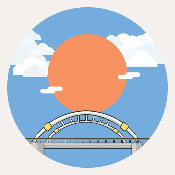 バンコクのスカイトレイン駅にあるチョン ノンシ橋で 大きな太陽と曇りの空 — ストックベクタ