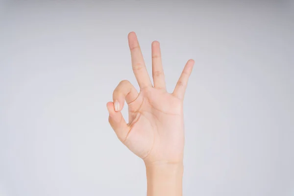 Рука Добре Знак Білому Тлі Добре Сигнал — стокове фото