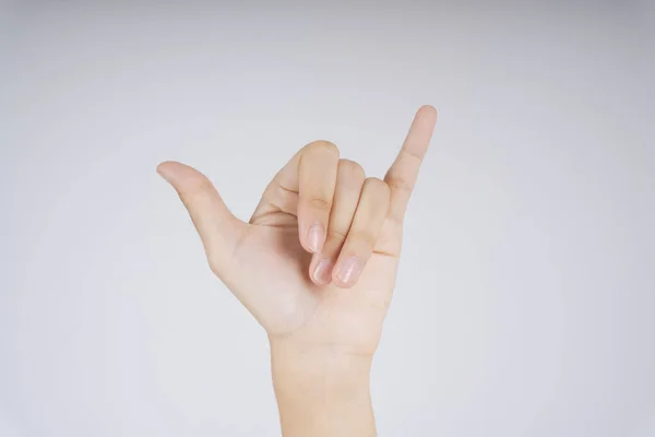 Hand Sign Language Six Chinese Language Carabao Hand Gesture Isolate — Stock Photo, Image