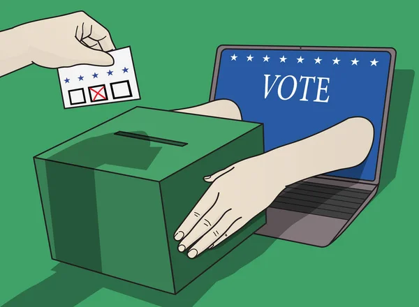 투표용지를 투표하시는 분들께는 투표일에 노트북을 분들에게 — 스톡 벡터