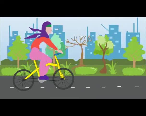 Lány Hidzsáb Kerékpározás Kerékpár Szabadban — Stock videók
