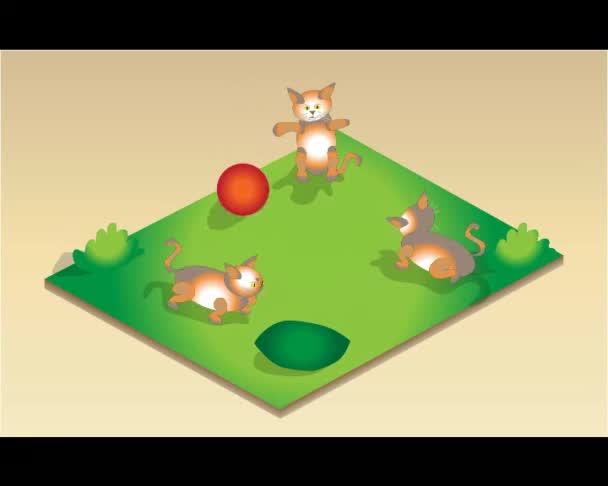 Kedilerin Çimlerin Üzerinde Top Oynamalarının Farklı Bir Görüntüsü — Stok video