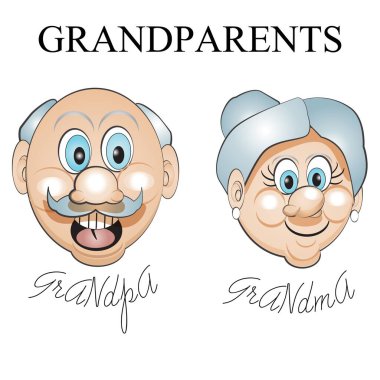 Karikatür Karakteri Büyükbaba ve Büyükbabanın Çizimi