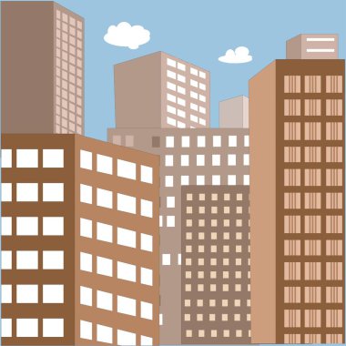 Cityscape Düz Vektör Tasarımı İllüstrasyonu