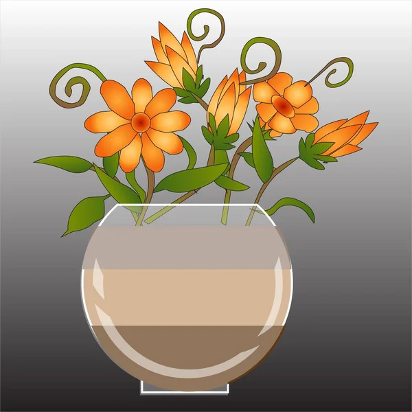 Beau Vase Fleurs Illustration Vecteur — Image vectorielle