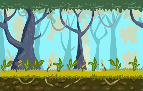 Εικονογράφηση Διανύσματος Φόντου Παιχνιδιού Δάσους — Διανυσματικό Αρχείο