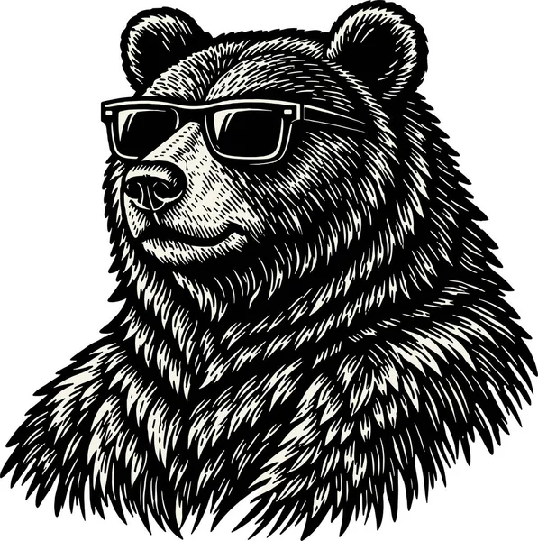 Havalı Amerikan siyah ayı kafası eski moda ahşap kesim tarzında güneş gözlüğü takıyor. Ayrıntılı kürk dokusu ve klasik göz giysisi modern ve sanatsal bir tasarım olan Alabama vahşi yaşamını temsil etmektedir..