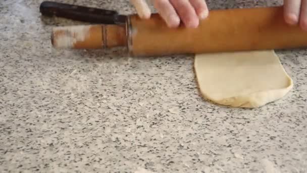 Housewife cooking dough. — Stock Video