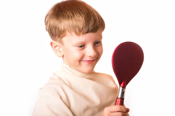 Chico en una recepción en el barbero — Foto de Stock