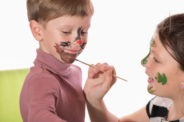 Boy and girl paint — Stock Photo, Image