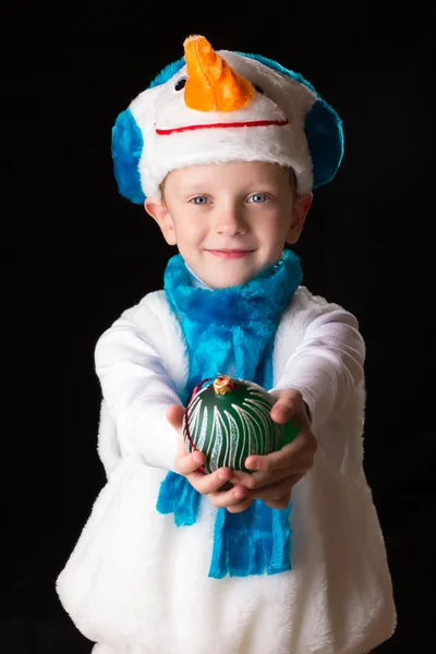 Junge Weihnachten Kostüm Snowma — Stockfoto