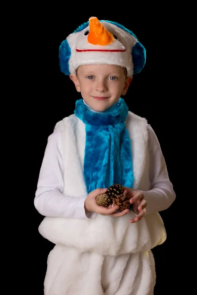 Junge Weihnachten Kostüm Snowma — Stockfoto