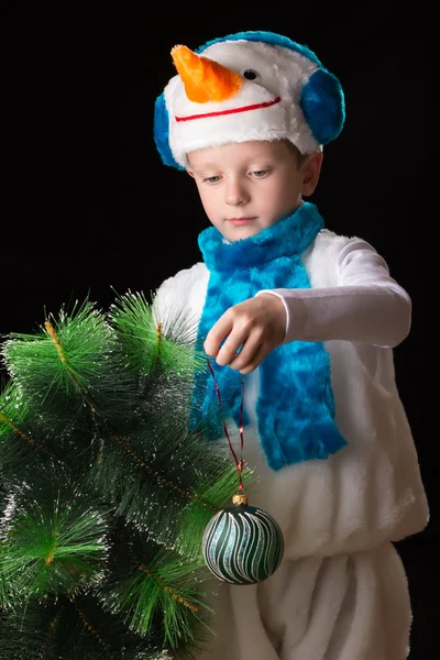Junge Weihnachten Kostüm Snowma — Stockfoto