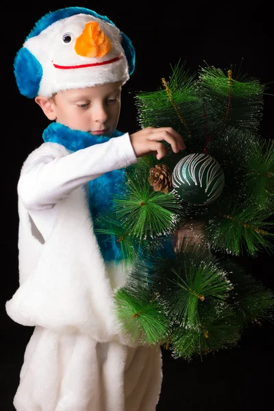 Băiat Crăciun costum de zăpadă — Fotografie, imagine de stoc