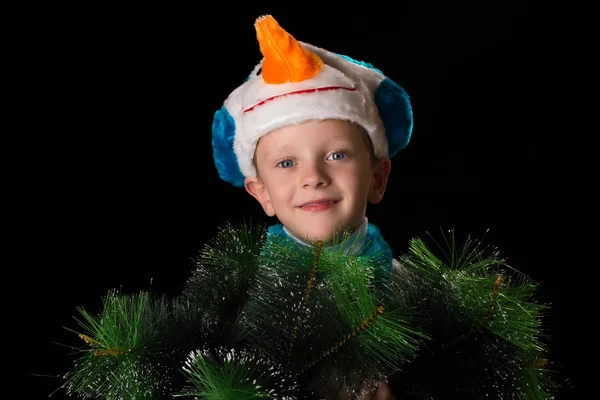 小男孩圣诞服装 snowma — 图库照片