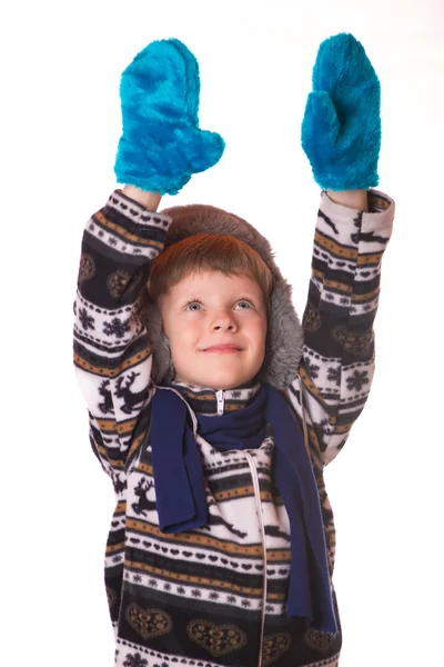 暖かい服の少年の肖像画 — ストック写真