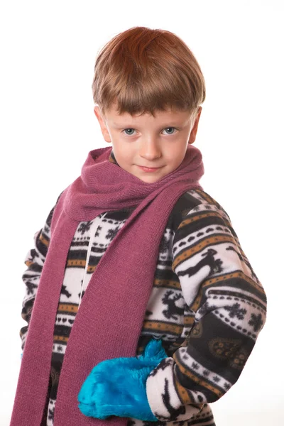 Retrato del niño en ropa caliente — Foto de Stock