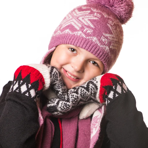 Портрет дівчини в зимовому одязі емоцій — стокове фото