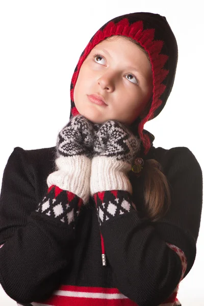 Портрет дівчини в зимовому одязі емоцій — стокове фото