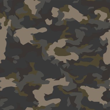 Kusursuz koyu askeri kamuflaj desen vektörü. Kızlar için koyu renk tasarımı, erkekler için tekstil kumaş ve duvar kağıdı baskısı. Moda ve ev tasarımı için tasarım.