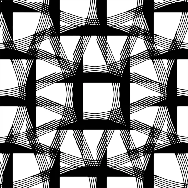 Volledig Naadloos Abstract Textuurpatroon Monochrome Vector Zwart Witte Jurk Stof — Stockvector