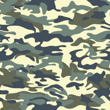 Eksiksiz haki rengi kamuflaj desen vektörü. Tekstil kumaş baskı ve duvar kâğıdı için ordu deri tasarımı. Moda ve ev tasarımı için tasarım.