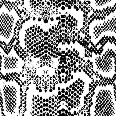 Kusursuz Süslü Yılan Derisi Kalıp Vektörü. Tekstil kumaş baskısı için siyah ve beyaz yılan derisi tasarımı. Yılan derisi çanta, ayakkabı, sıkı, elbise ve kumaş baskısı.