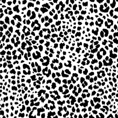 Kusursuz Leopar Deseni Doku Vektörü. Elbise baskısı için sonsuz siyah beyaz çita tasarımı.