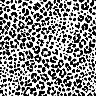 Full Seamless Leopard Pattern Texture Vector. Endless black and white cheetah design for dress fabric print. clipart