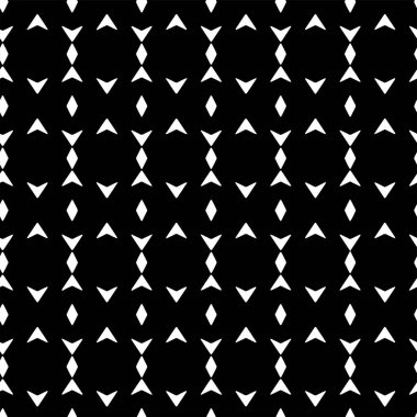 Dekor ve tekstil kumaş baskısı için kusursuz siyah ve beyaz geometrik desen. Moda ve ev tasarımı için soyut çok amaçlı model tasarımı.