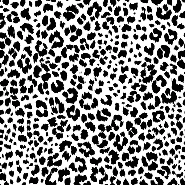 Volledige Naadloze Luipaard Patroon Textuur Vector Eindeloos Zwart Wit Cheetah — Stockvector