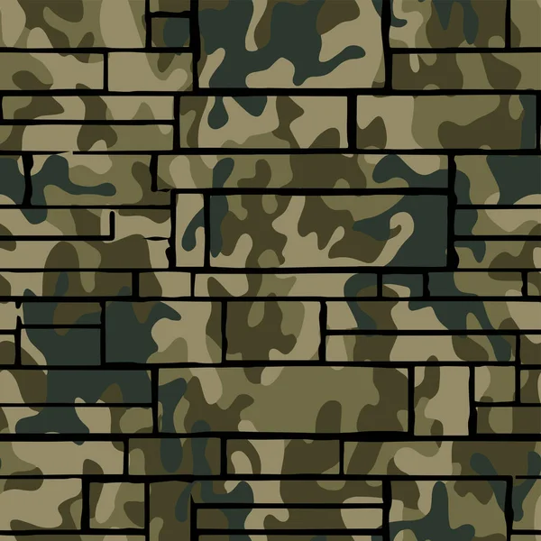 Full Seamless Camouflage Wall Texture Skin Pattern Vector Military Textile — Stock Vector